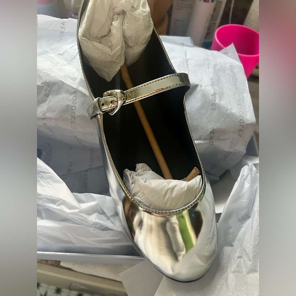 Aerosoles Perry chrome flats 8.5 brand new!